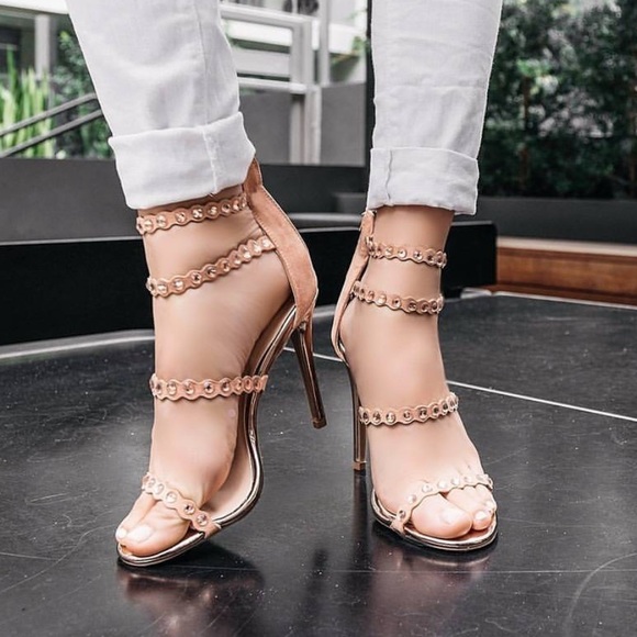 Blush Metal Studs Strappy Stiletto Heel Sandal - Picture 5 of 7